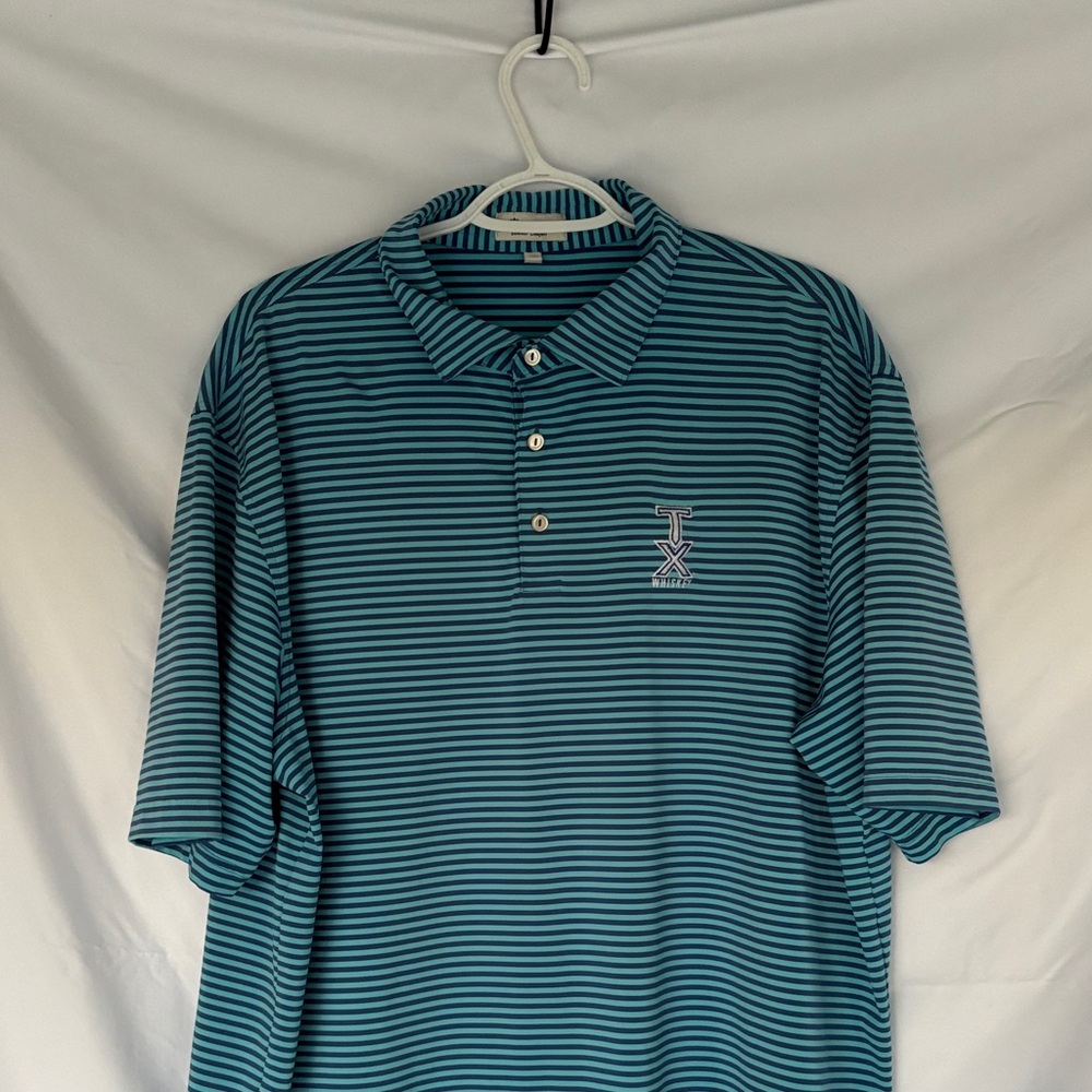 Peter Millar Teal Striped Polo Shirt